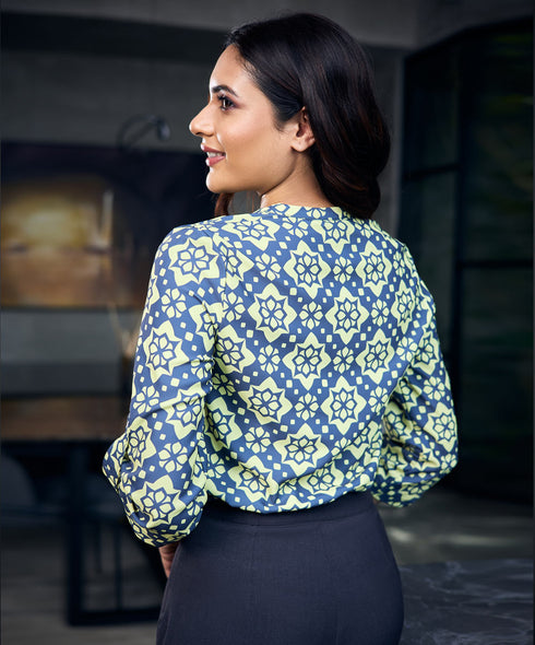 Women's Notch Collar Chiffon Top